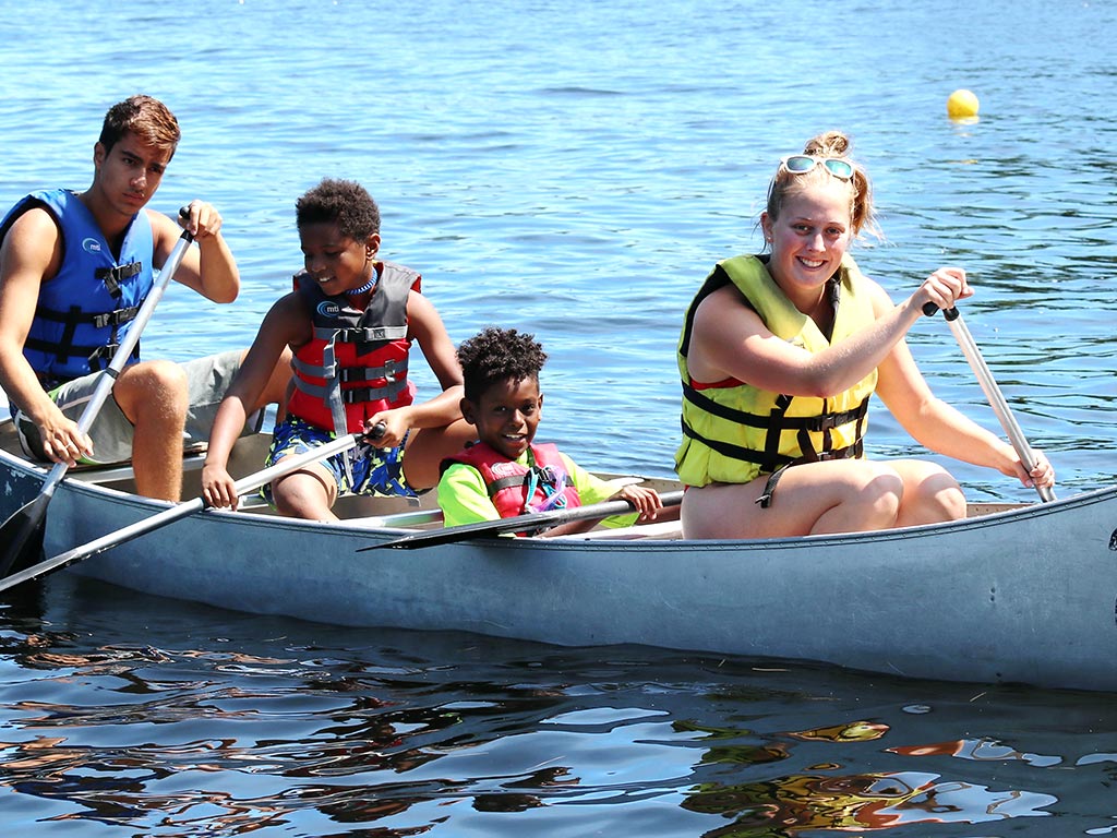 Canoeing at sleep away camp in New York